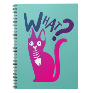 Fun Hot Pink Colourful Cat Hilarious Humour Cartoo Notebook