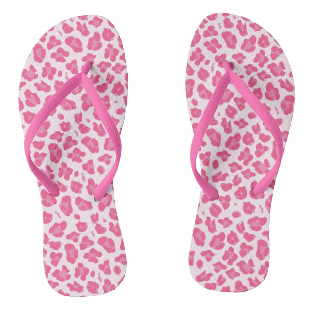 Fun Hot Pink Leopard Print Jandals (Footbed)