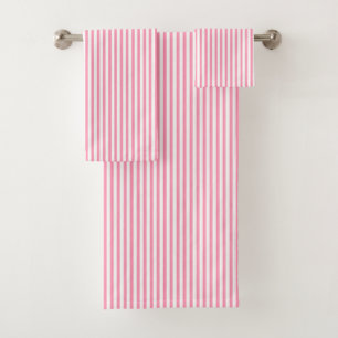 Fun Hot Pink Stripes Bath Towel Set