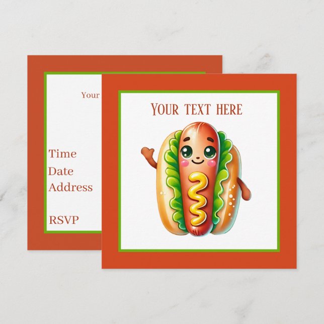 Fun hotdog lovers party  invitation (Front/Back)