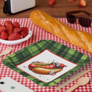 Fun hotdog lovers party paper plate