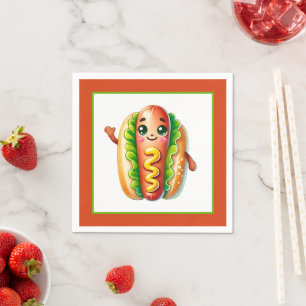 Fun hotdog lovers party paper plates napkin