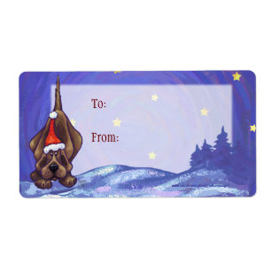 Fun Hound Dog Art Christmas Gift Label