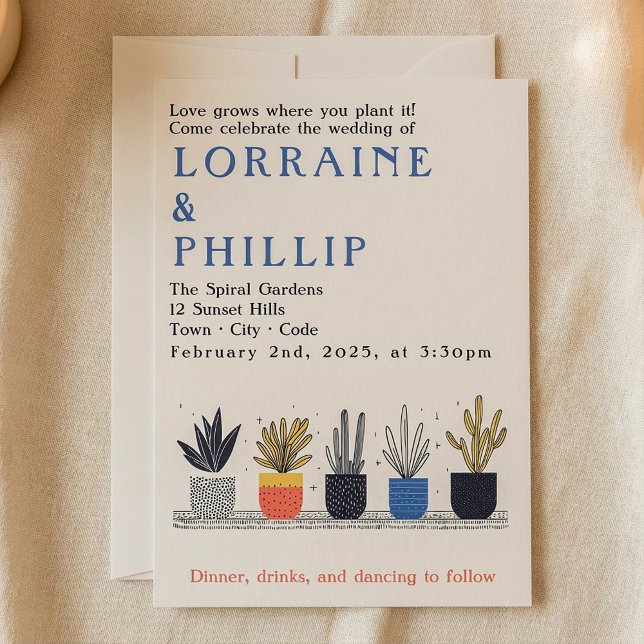 Fun house plant lover wedding invitation (Fun house plant lover wedding invitation)