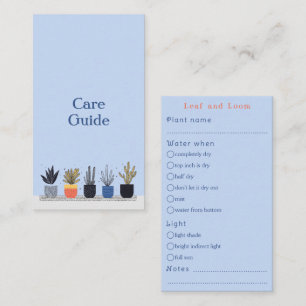 Fun house plants Care Guide Shop Orders Enclosure Card