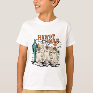 Fun Howdy Ghouls Western Halloween Fall Ghosts Wom T-Shirt