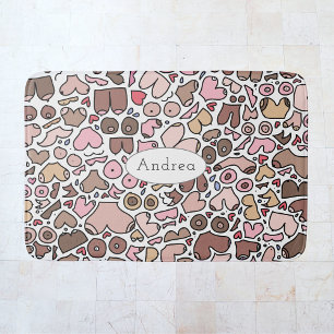 Fun humor neutral breast pattern bath mat