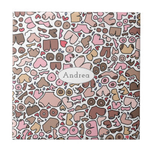 Fun humor neutral breast pattern tile