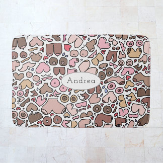 Fun humour neutral breast pattern bath mat