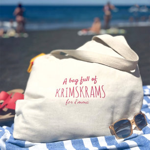 Fun humour pink quote 'full of Krimskrams' Large Tote Bag