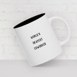 Fun Humour World's Okayest Coworker Modern Type Mug<br><div class="desc">Calling all office superheroes! Embrace your humble awesomeness with our Zazzle Two-Toned Mug featuring the typographic design "World's Okayest Coworker"! 🦸‍♀️☕️ This mug celebrates the beauty of being perfectly imperfect in the workplace. With its trendy two-toned style and humourous message, it's the perfect conversation starter at the office. So, grab...</div>