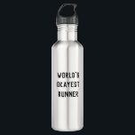 Fun Humour World's Okayest Runner Modern Type 710 Ml Water Bottle<br><div class="desc">Fun modern typography reads WORLD'S OKAYEST RUNNER in a minimalist black and white design.</div>
