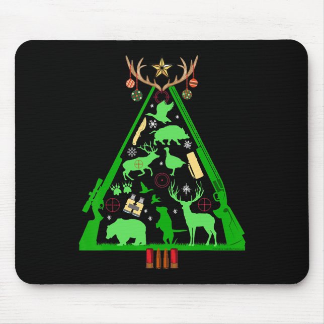 Fun Hunting Deer And Elk Hunter Christmas Tree Hun Mouse Pad (Front)