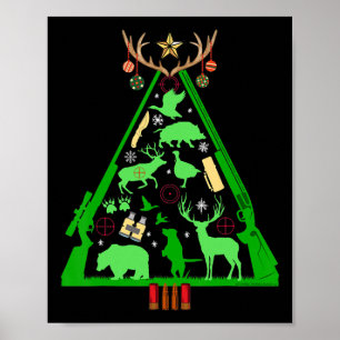 Fun Hunting Deer And Elk Hunter Christmas Tree Hun Poster