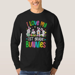 Fun I Love My 1st Grade Bunnies Bunny Eggs Easter T-Shirt