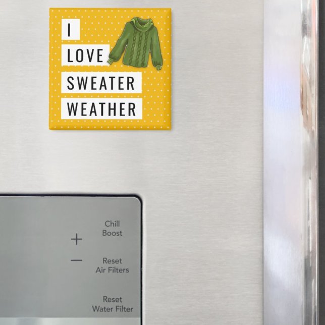 Fun I Love Sweater Weather White Polka Dots Gold Magnet (square 2" magnet)