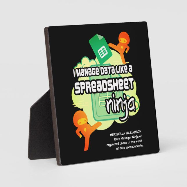 Fun I Manage Data SPREADSHEET NINJA Plaque (Front)