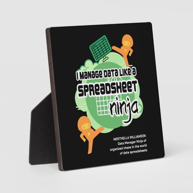 Fun I Manage Data SPREADSHEET NINJA Plaque (Front)