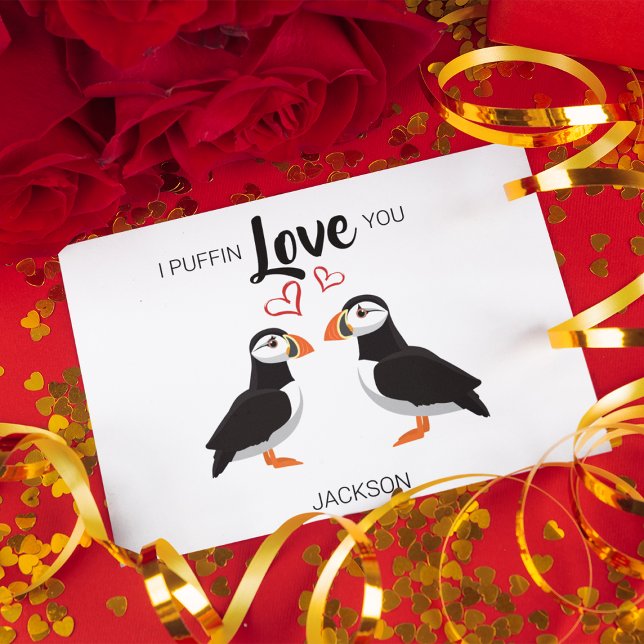 Fun I Puffin Love You Valentines Day Holiday Card (Creator Uploaded)