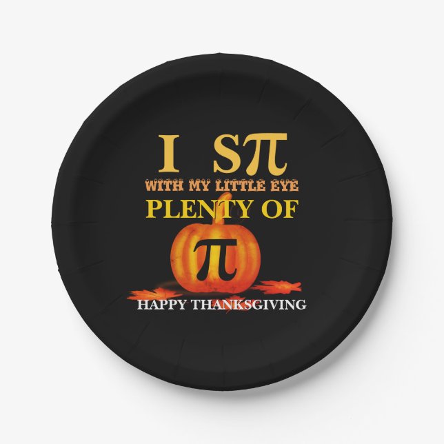 Fun I SPY PUMPKIN PIE Thanksgiving Paper Plate (Front)