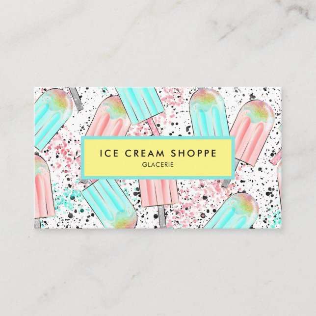 Fun Ice Cream Pattern Pattern Business Card (Front)