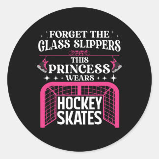 Fun Ice Hockey Art For Women Girls Ice Hockey Play Classic Round Sticker
