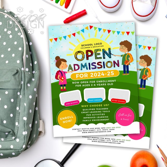 Fun Illustrated School Open Admission Insert Photo Flyer (Creator Uploaded)