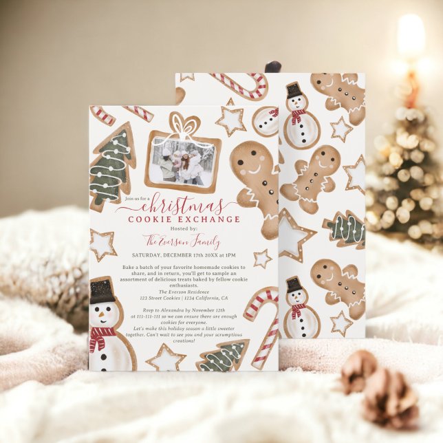 Fun illustration Christmas cookie exchange party Invitation (Fun illustration Christmas cookie exchange party Invitation)