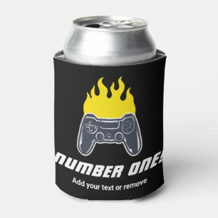 Fun illustration of burning video game controller, can cooler