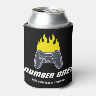 Fun illustration of burning video game controller, can cooler