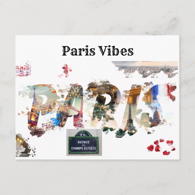 Fun illustration Paris Historic Landmark Postcard (Front)