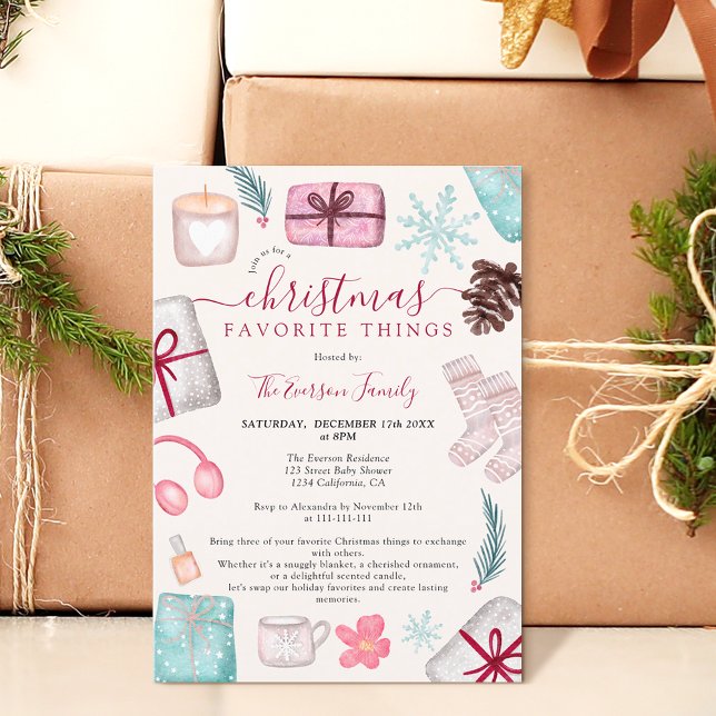  Fun illustrations christmas favourite things Invitation (Fun illustrations christmas favorite things Invitation)