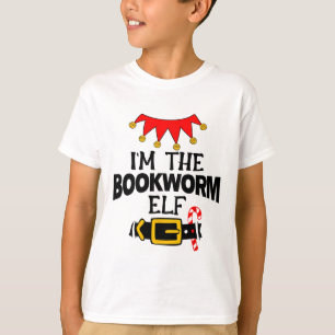 Fun Im The Bookworm Elf Costumes Christmas Family T-Shirt