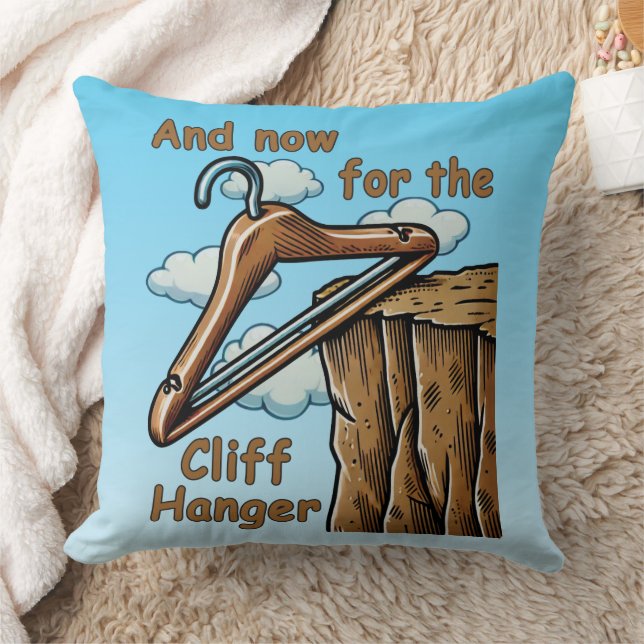 Fun Image of Cliff Hanger with Playful Wordplay Cushion (Blanket)