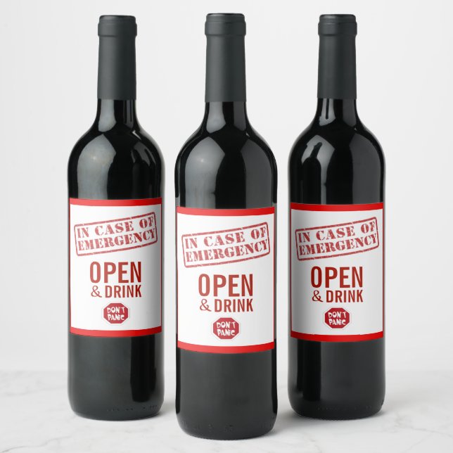 Fun In Case Of Emergency Wine Labels! Wine Label (Bottles)