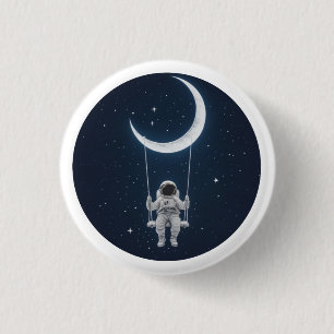 Fun in Space - Astronaut Swinging on the Moon 3 Cm Round Badge
