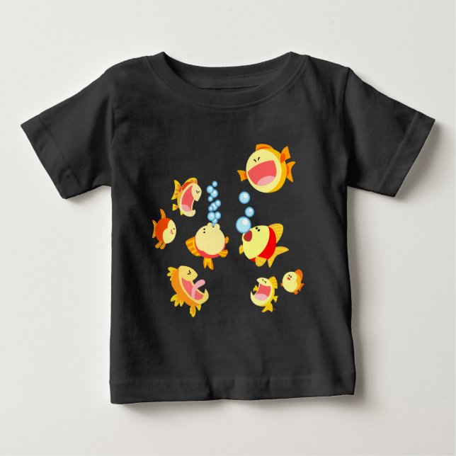 Fun in The Fish Tank cartoon Baby T-Shirt (Front)