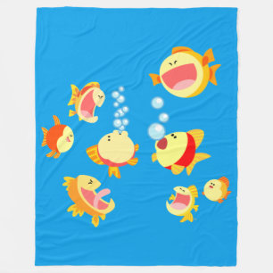 Fun In The Fish Tank (Cartoon Fish) Fleece Blanket