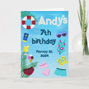 Fun In The Pool Swimming Pool Birthday Party Thank You Card