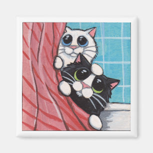 Fun In The Shower - Cat Magnet