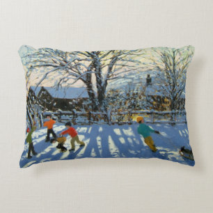Fun in the snow Tideswell Derbyshire Decorative Cushion