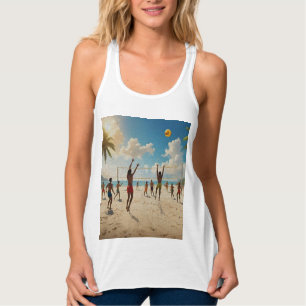 Fun In The Sun Beach Volleyball Oil Paint, Singlet
