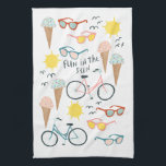 Fun in the sun bikes ice cream kitchen towel<br><div class="desc">Decorate your kitchen with this fun in the sun dish towel. Makes a great housewarming or wedding gift! 
You can customise it and add text too.
Check my shop for lots more colours and patterns!</div>