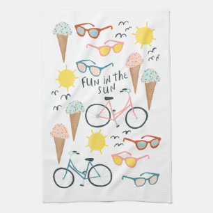 Fun in the sun bikes ice cream kitchen towel