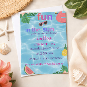 Fun in the Sun Birthday Invitation Beach Kids Part