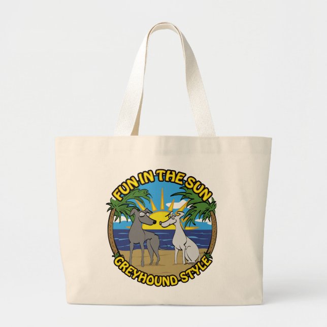 FUN IN THE SUN GREYHOUND STYLE LARGE TOTE BAG (Front)