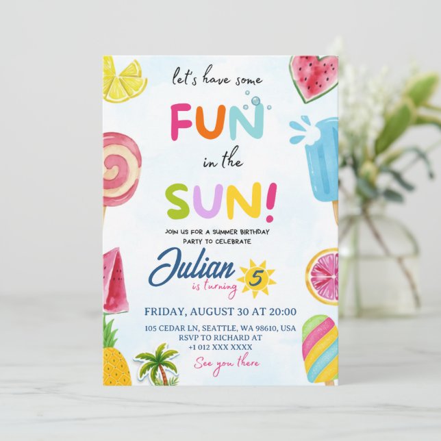 fun in the sun invitation (Standing Front)