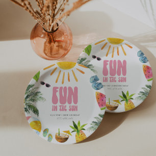 Fun in the Sun Pink  Paper Plate