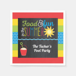 Fun in the Sun Pool Party Colourful Chalkboard Napkin