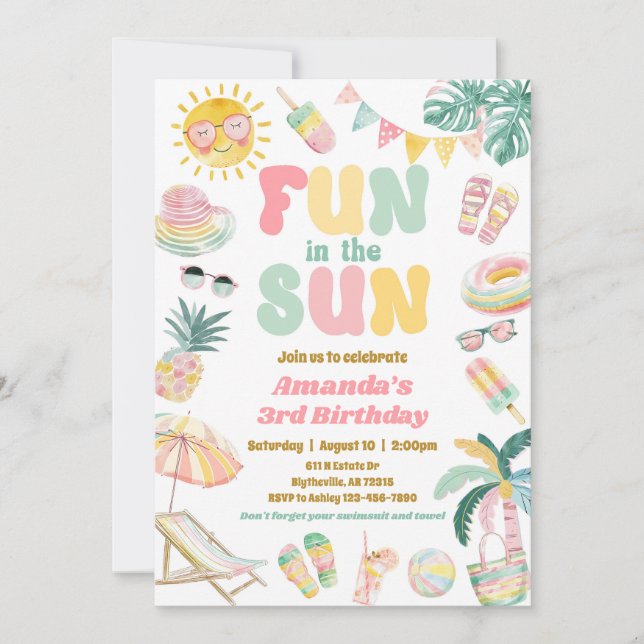 Fun In The Sun Pool Party Invitation (Front)